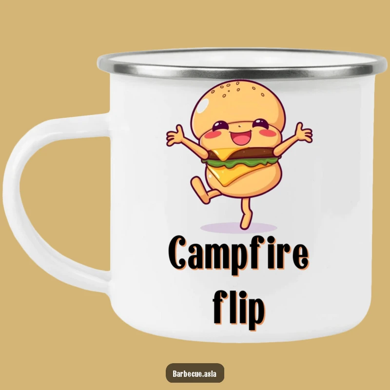 Funny Hamburger Cartwheel Camping Mug: Adventure Fuel with a Cheesy Twist