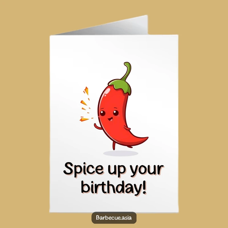 Free Printable Birthday Chili Pepper Spark Card: Funny Hot Downloadable Gift for Fiery Celebrations